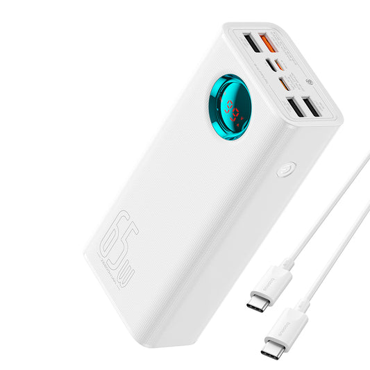 Baseus Amblight External Battery with Digital Display, 26800mAh, 65W, QC + PD, 1 x USB-C - 4 x USB-A, White P10022402223-00