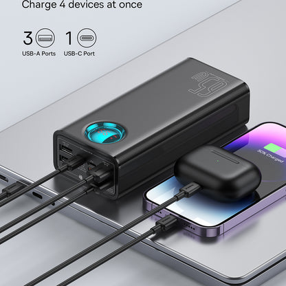 Baseus Amblight External Battery with Digital Display, 26800mAh, 65W, QC + PD, 1 x USB-C - 4 x USB-A, Black P10022402113-00