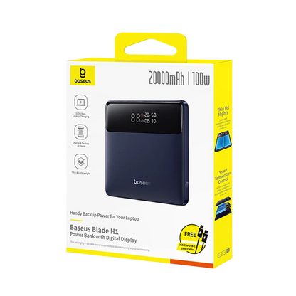 Baseus Blade H1 External Battery, 20000mAh, 100W, QC + PD, 2 x USB-A - 2 x USB-C, Black P10021604123-00