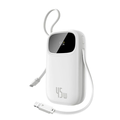 Baseus EnerFill FC31 Qpow 3 External Battery, 10000mAh, 45W, QC + PD, 1 x Lightning - 1 x USB-A - 2 x USB-C, White E0028C01