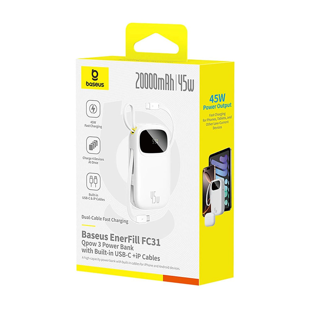 Baseus EnerFill FC31 Qpow 3 External Battery, 10000mAh, 45W, QC + PD, 1 x Lightning - 1 x USB-A - 2 x USB-C, Blue E0028C03