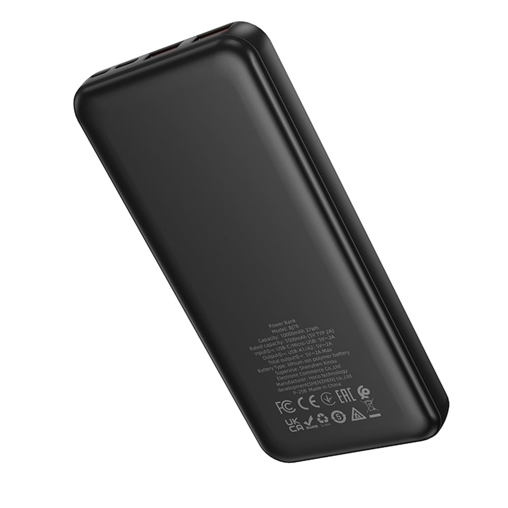 Borofone BJ78 Clever External Battery, 10000mAh, 10W, 2 x USB-A, Black