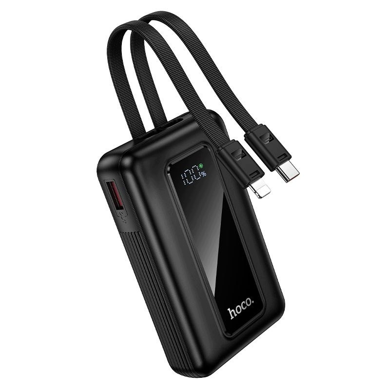 HOCO J162 External Battery, 10000mAh, 22.5W, QC + PD, 1 x Lightning - 1 x USB-A - 2 x USB-C, Black