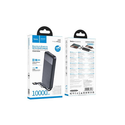 HOCO J163 External Battery, 10000mAh, 10W, 1 x Lightning - 1 x microUSB - 2 x USB-A - 1 x USB-C, Black