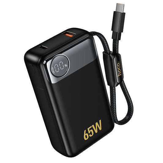 HOCO Q53 External Battery, 12000mAh, 65W, QC + PD, 1 x USB-A - 2 x USB-C, Black