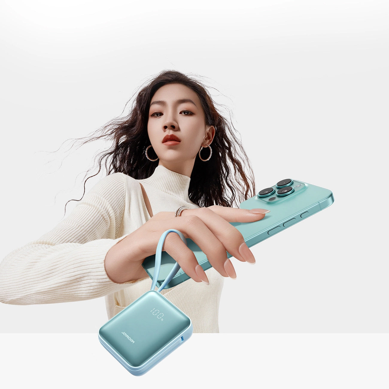 Joyroom JR-PBF27 External Battery, 10000mAh, 22.5W, PD, 1 x Lightning - 2 x USB-C, Blue