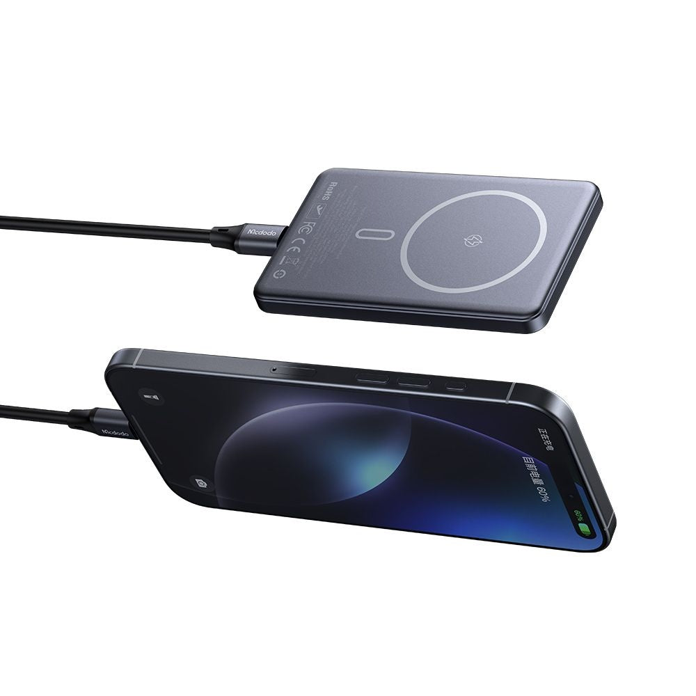 McDodo MC-4641 Meta Wireless External Battery, 5000mAh, 20W, PD + FQI, 1 x QI - 1 x USB-C, Black