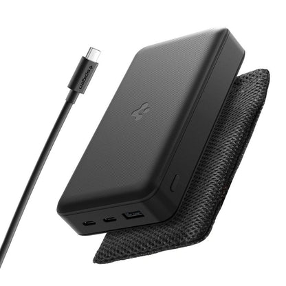 Spigen External Battery, 30000mAh, 30W, QC + PD, 1 x USB-A - 2 x USB-C, Black