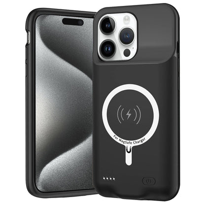 External Battery Case Wireless Techsuit Power Pro Battery for Apple iPhone 15 Pro, 7000mAh, Black