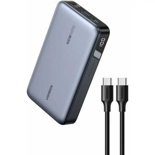 UGREEN PB720 Nexode External Battery, 20000mAh, 100W, QC + PD, 1 x USB-A - 2 x USB-C, Gray