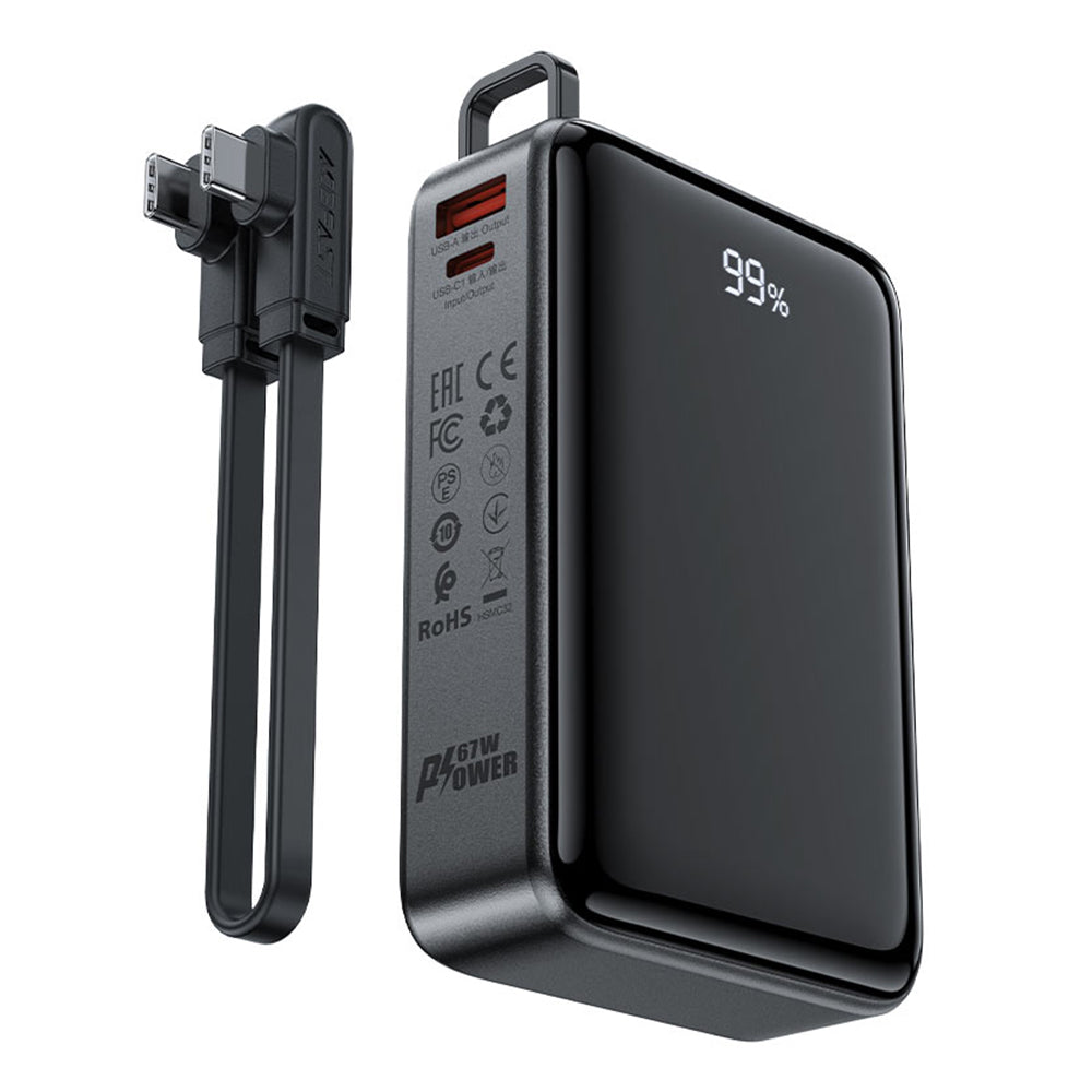 External Battery Acefast M4, 20000mAh, 67W, PD, 1 x USB-A - 2 x USB-C, Black