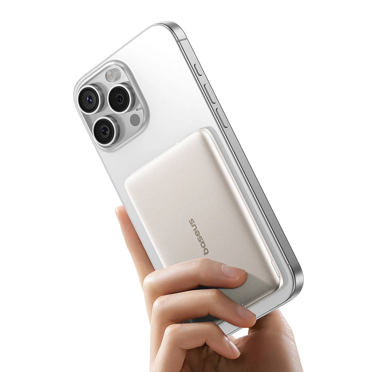 Baseus PicoGo AM41 Wireless External Battery, 5000mAh, 20W, PD + FQI, 1 x QI - 1 x USB-C, Beige