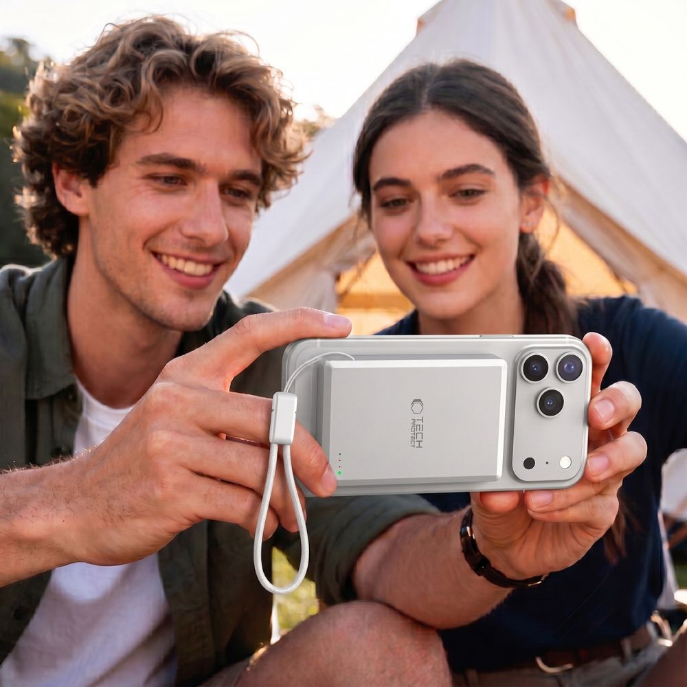 Tech-Protect PB40 LifeMag Wireless External Battery, 10000mAh, 25W, PD + FQI, 1 x QI - 1 x USB-C, Silver