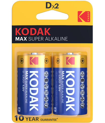 Kodak Max Alkaline Battery, LR20, Set of 2 pieces