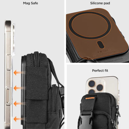 Universal MagSafe Pouch for Phone, Spigen, Snap Zip, Black AFA09338
