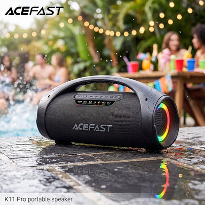 Acefast K11 Pro Portable Bluetooth Speaker, 102W, RGB, TWS, Waterproof, Black