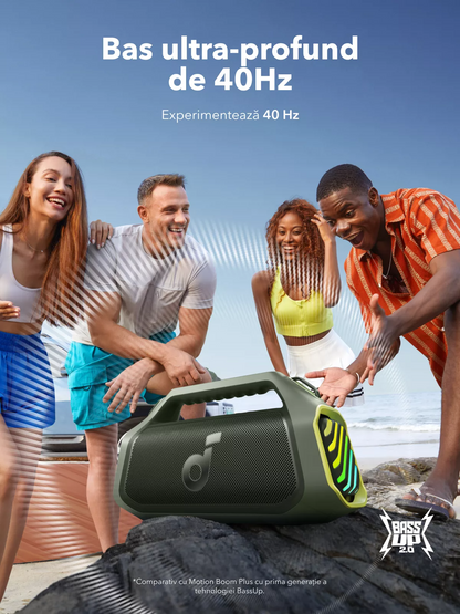 Anker SoundCore Boom 2 Plus New Version Portable Bluetooth Speaker, 140W, TWS, RGB, Waterproof, Green A3134062