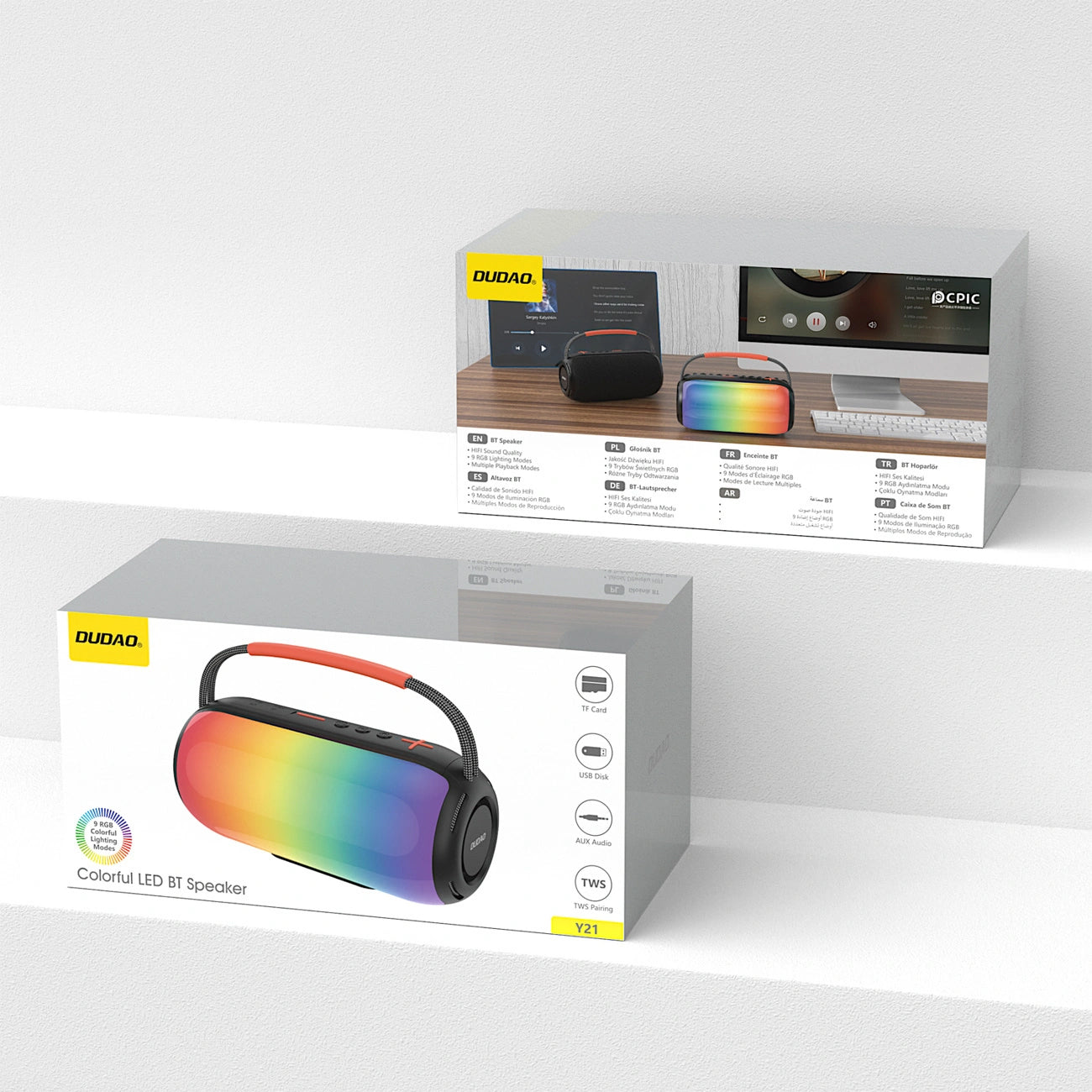 Dudao Y21 Portable Bluetooth Speaker, 2 x 5W, TWS, RGB, Black