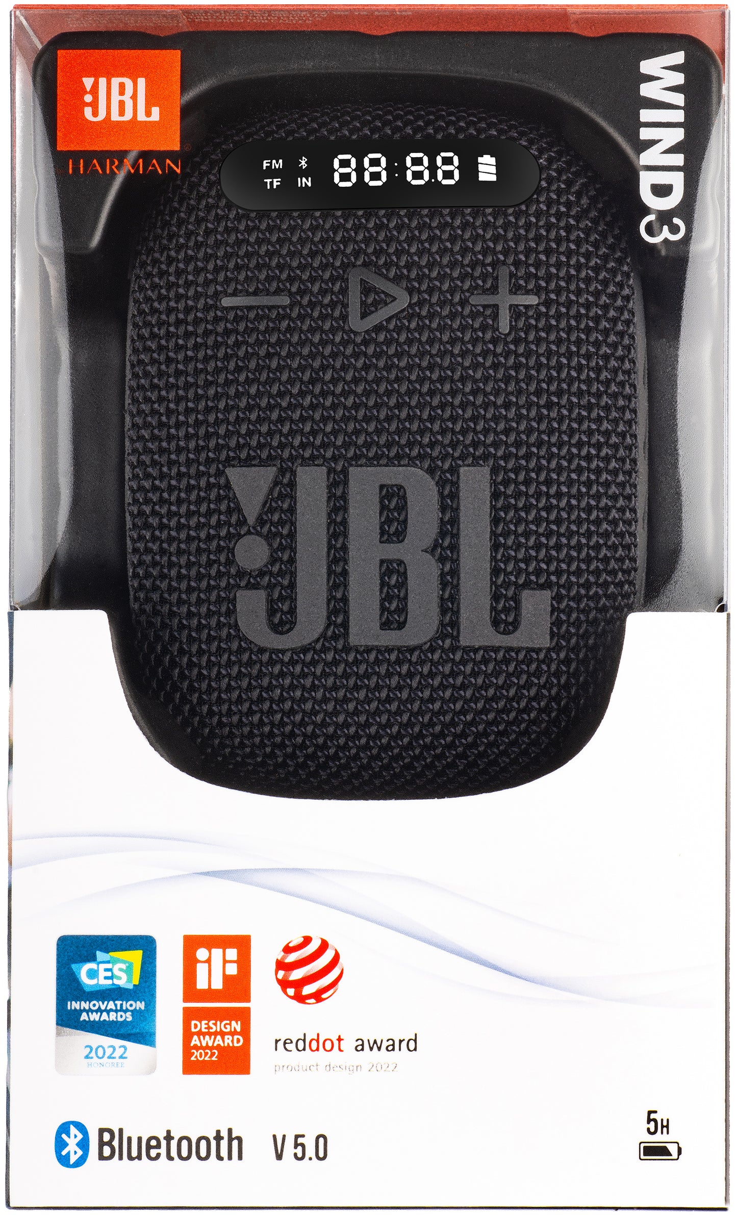 JBL Wind 3 Portable Bluetooth Speaker, 5W, Waterproof, Black JBLWIND3