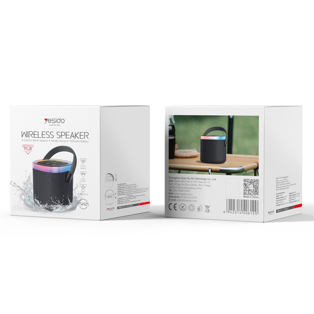 Yesido YSW25 Portable Bluetooth Speaker, 5W, RGB, Black