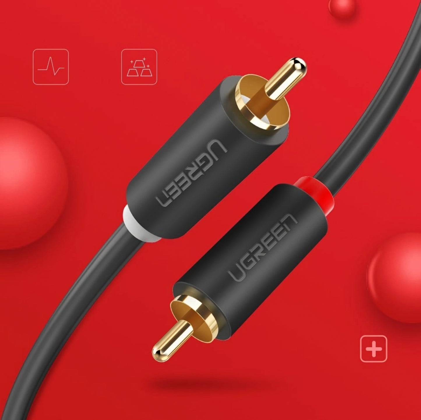UGREEN AV104 Audio Cable, 2 x RCA - 2 x RCA, 5m, Black