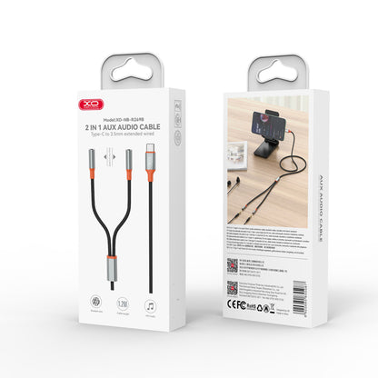 USB-C Audio Splitter Cable - 2 x 3.5mm XO Design NB-R269B 2in1, 1.2m, Black 
