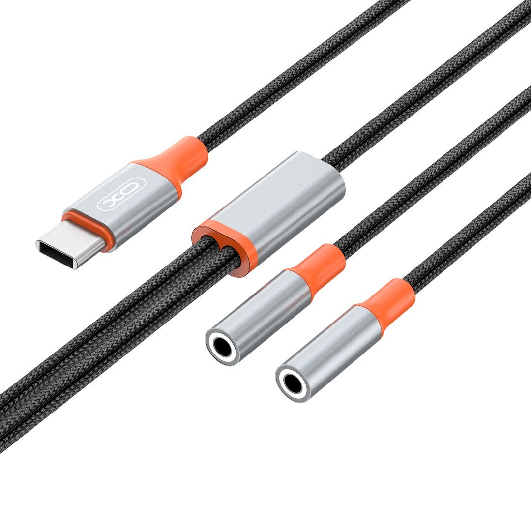 USB-C Audio Splitter Cable - 2 x 3.5mm XO Design NB-R269B 2in1, 1.2m, Black 