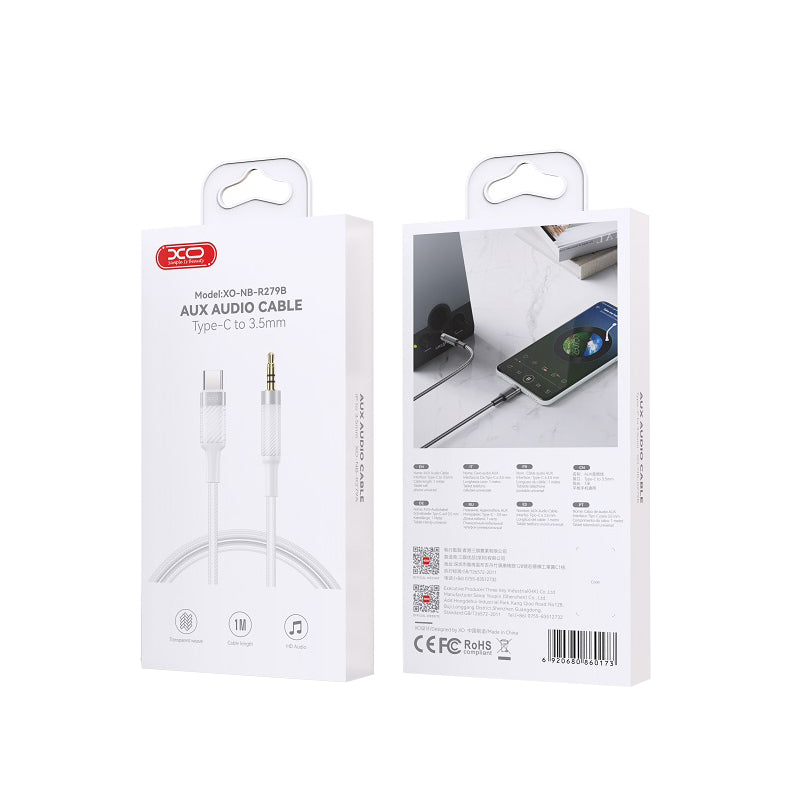 USB-C to 3.5mm Audio Cable XO Design NB-R279B, 1m, White