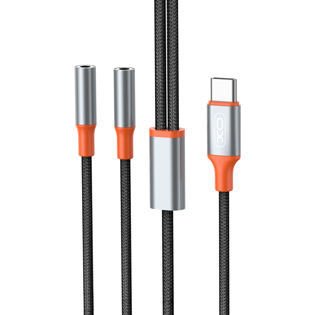 USB-C Audio Splitter Cable - 2 x 3.5mm XO Design NB-R269B 2in1, 1.2m, Black 