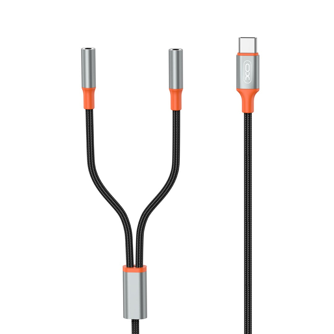 USB-C Audio Splitter Cable - 2 x 3.5mm XO Design NB-R269B 2in1, 1.2m, Black 