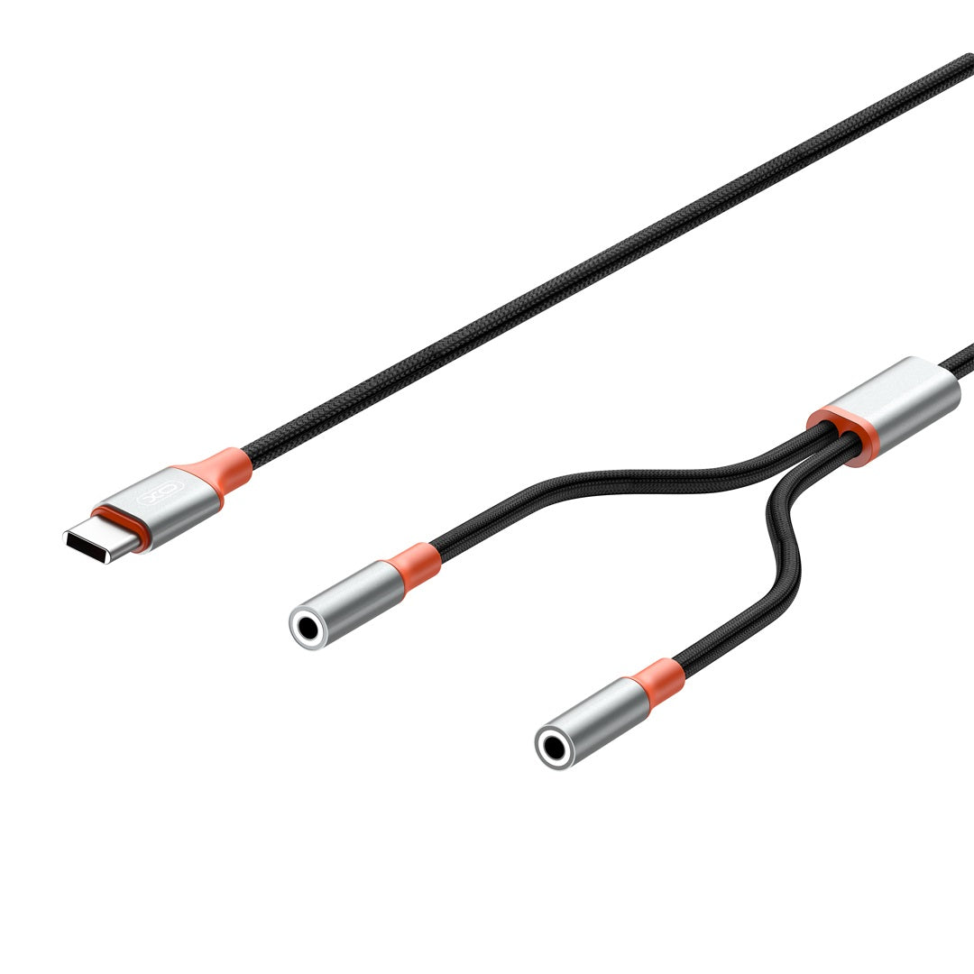 USB-C Audio Splitter Cable - 2 x 3.5mm XO Design NB-R269B 2in1, 1.2m, Black 