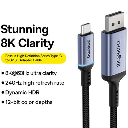 USB-C to DisplayPort Baseus Ultra Clarity Audio and Video Cable, 8K, 2m, Black B0063370D111-01