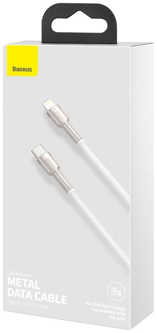 USB-C to Lightning Baseus Cafule Metal Series Data and Charging Cable, 20W, 2m, White CATLJK-B02