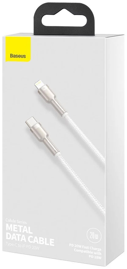 USB-C to Lightning Baseus Cafule Metal Series Data and Charging Cable, 20W, 2m, White CATLJK-B02