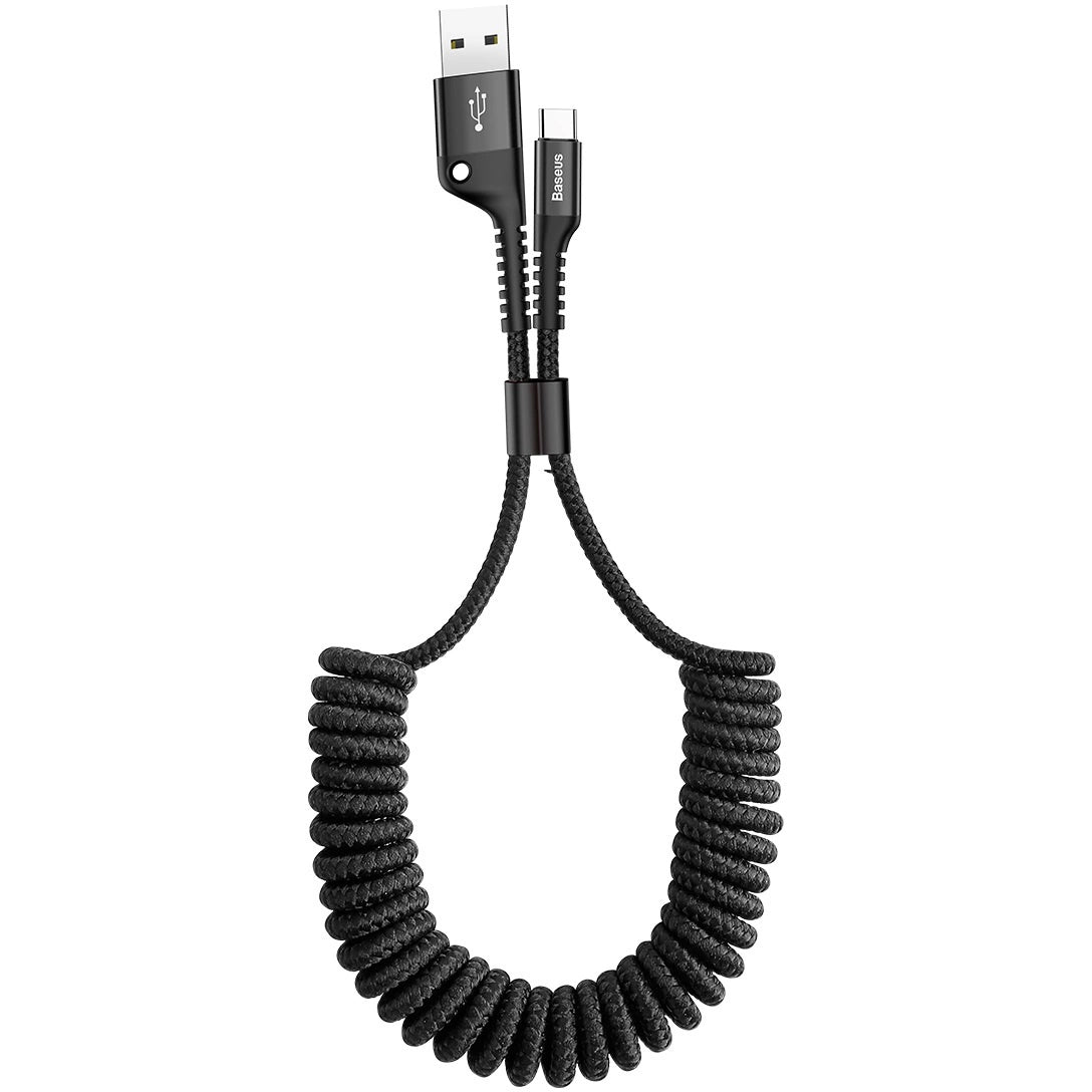 Data and Charging Cable USB-A - USB-C Baseus Fish Eye Spring, 18W, 1m, Black CATSR-01 CATSR-01 