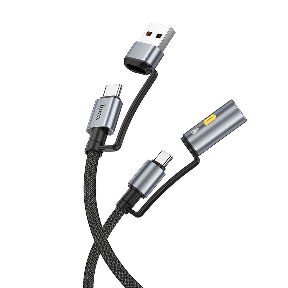 USB-C / USB-A Data and Charging Cable - USB-C / HOCO U138 Electric Lighter, 60W, 1.2m, Black