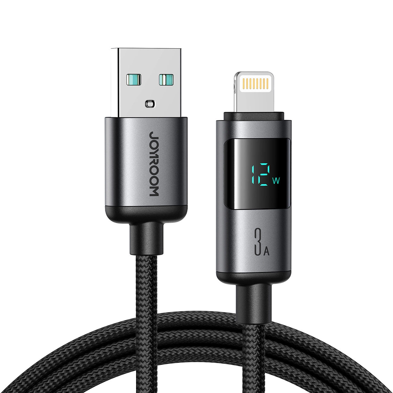 USB-A to Lightning Data and Charging Cable Joyroom S-A16 Pro Prism Display, 12W, 1.2m, Black