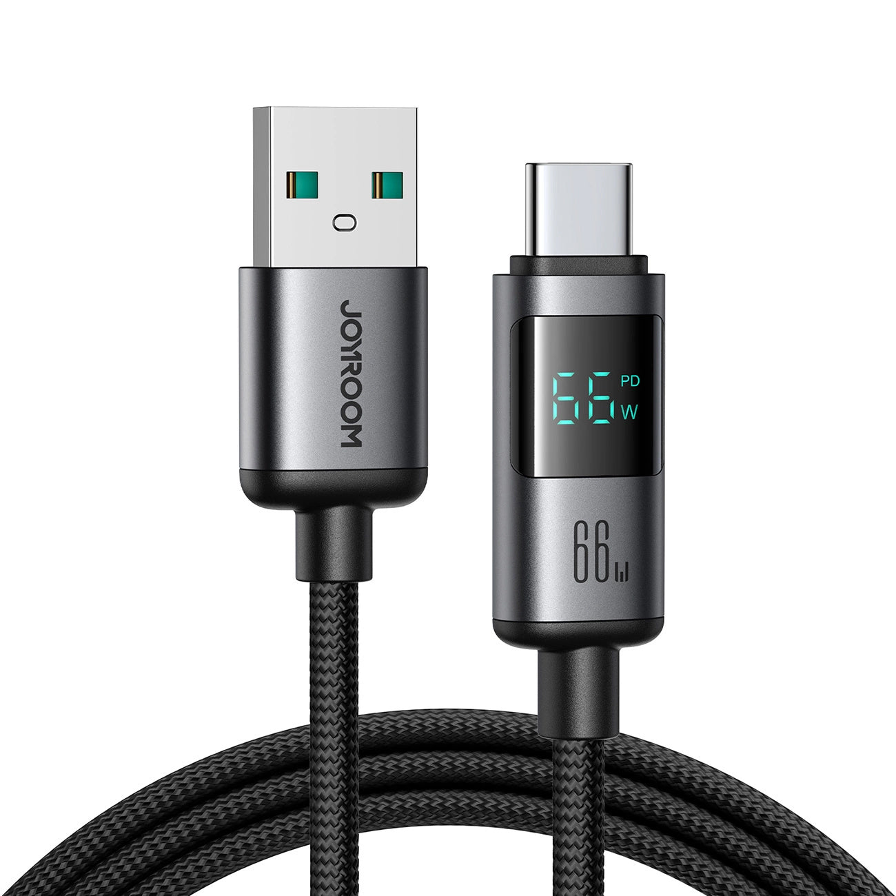 USB-A to USB-C Data and Charging Cable Joyroom S-A16 Pro Prism Display, 66W, 1.2m, Black
