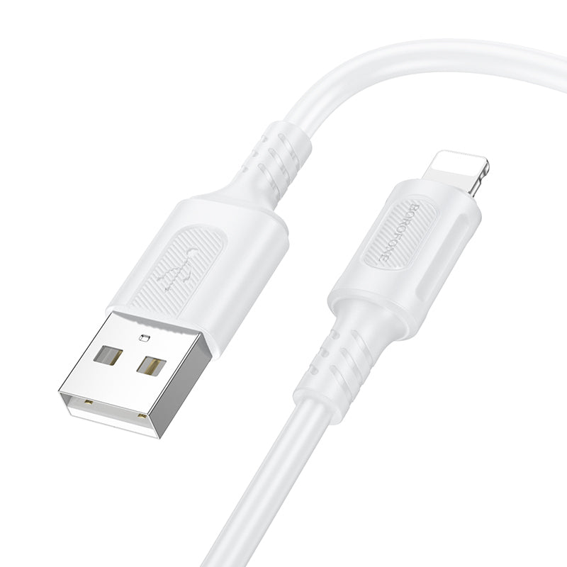 USB-A to Lightning Data and Charging Cable Borofone BX111 Feliz, 18W, 1m, White