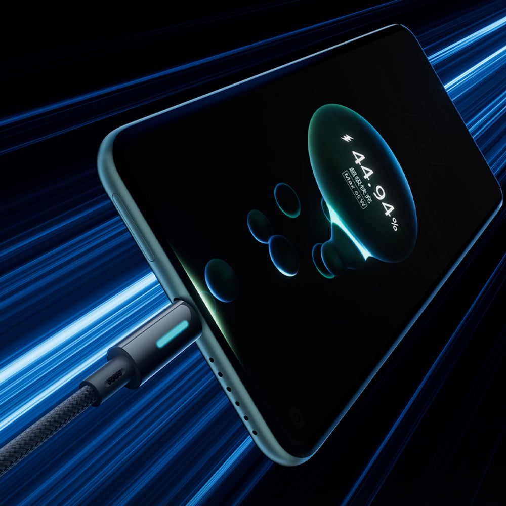 USB-A to USB-C Data and Charging Cable Baseus Lit Button Control, 100W, 2m, Black P10379002121-01