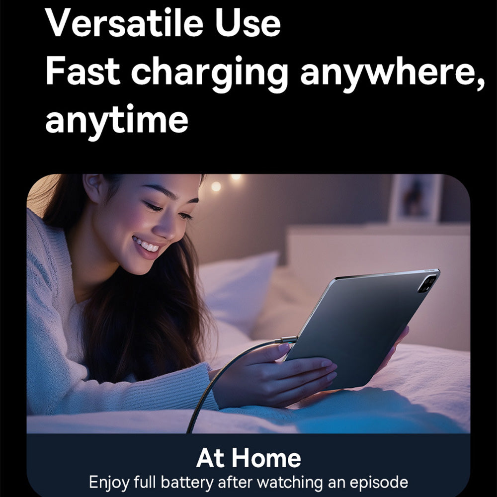 USB-A to USB-C Data and Charging Cable Baseus Lit Button Control, 100W, 2m, Black P10379002121-01