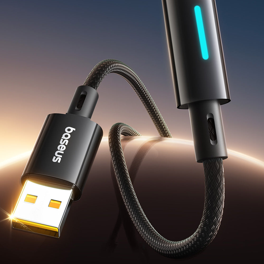 USB-A to USB-C Data and Charging Cable Baseus Lit Button Control, 100W, 2m, Black P10379002121-01