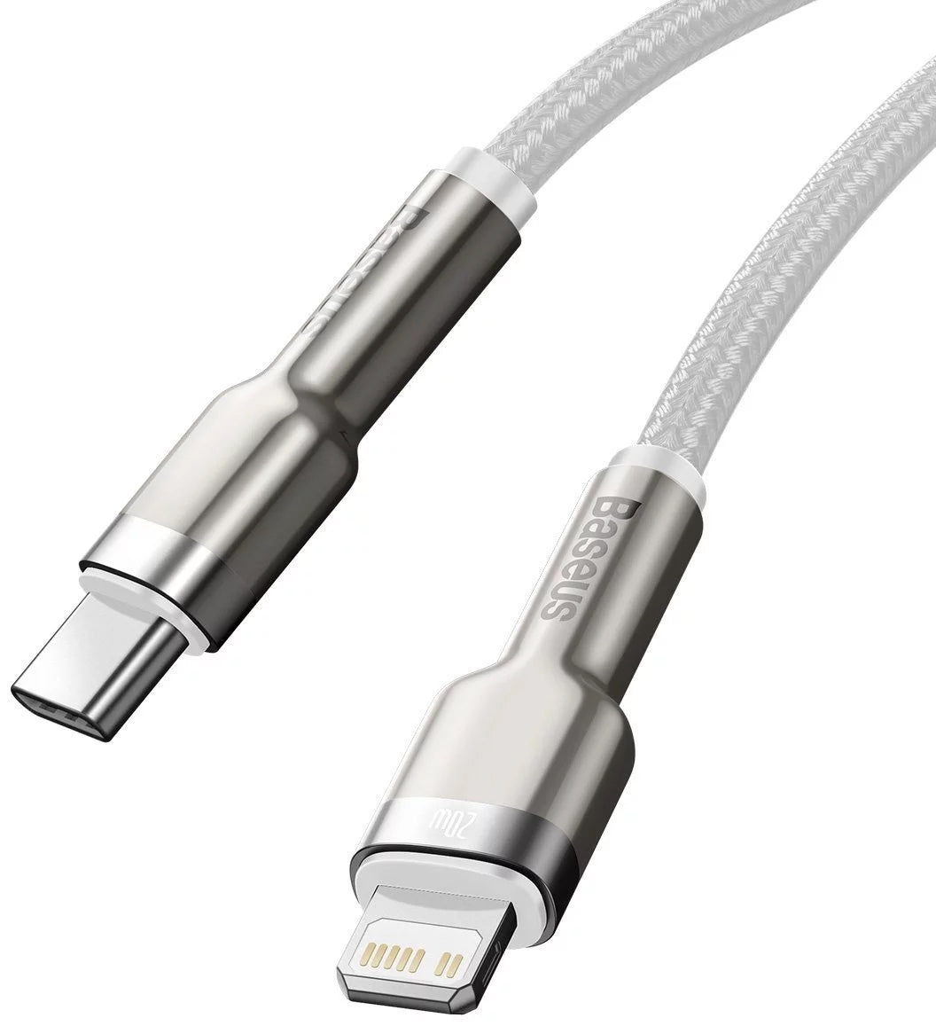 USB-C to Lightning Baseus Cafule Metal Series Data and Charging Cable, 20W, 2m, White CATLJK-B02