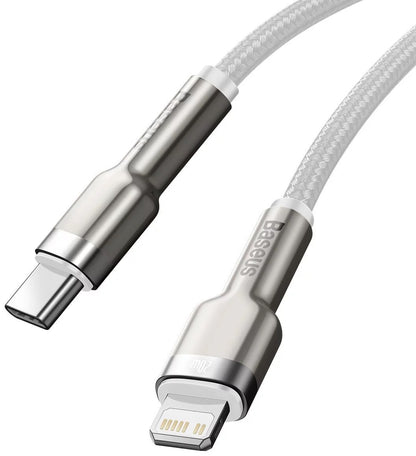 USB-C to Lightning Baseus Cafule Metal Series Data and Charging Cable, 20W, 2m, White CATLJK-B02