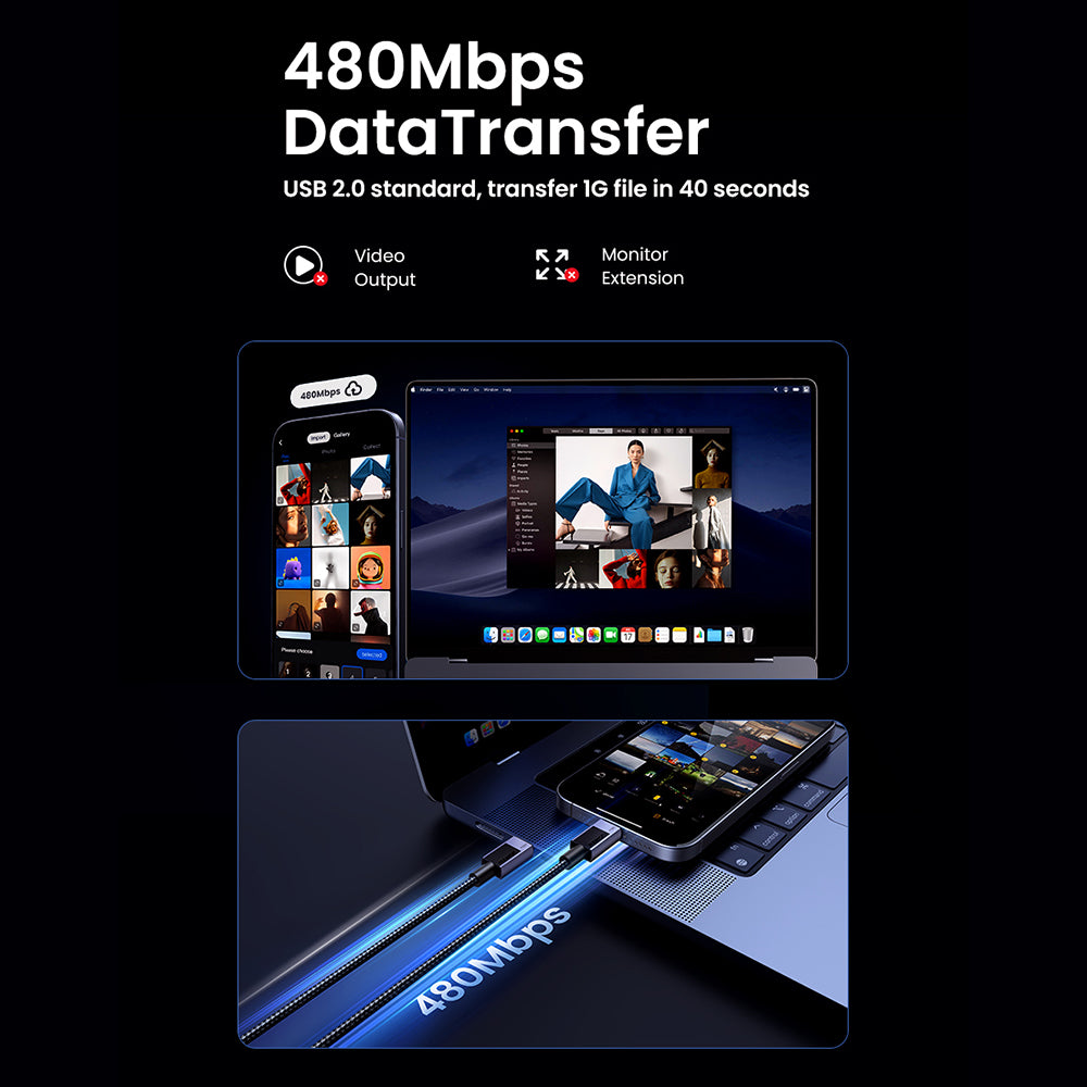 USB-C Data and Charging Cable - USB-C UGREEN L513, 240W, 1m, Black