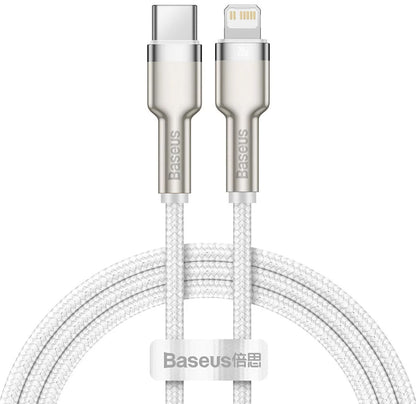 USB-C to Lightning Baseus Cafule Metal Series Data and Charging Cable, 20W, 2m, White CATLJK-B02