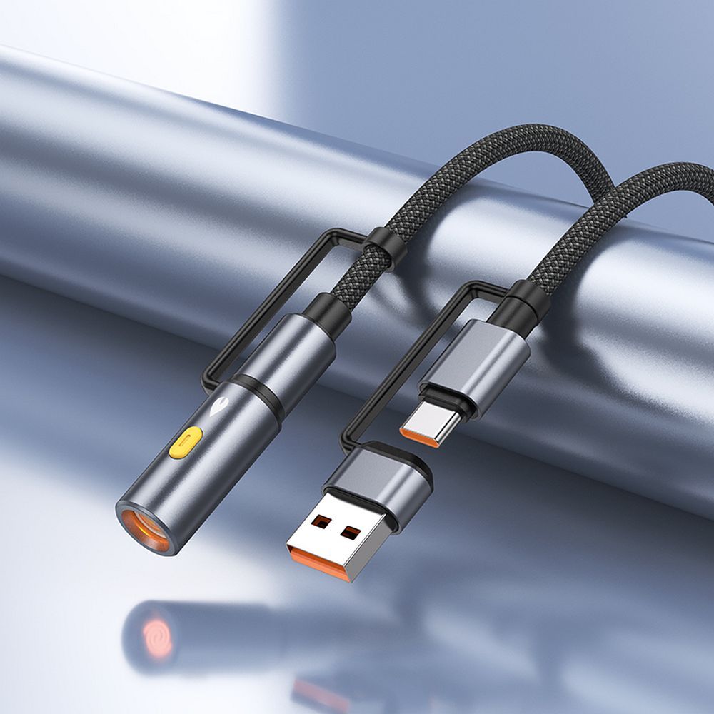 USB-C / USB-A Data and Charging Cable - USB-C / HOCO U138 Electric Lighter, 60W, 1.2m, Black