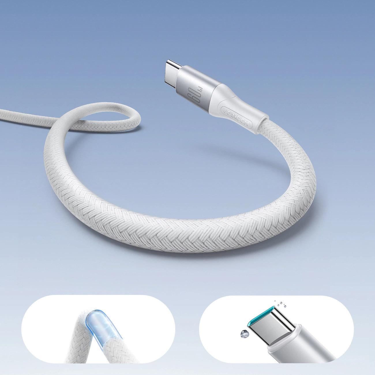 USB-C Data and Charging Cable - USB-C Joyroom S-A28 Flash, 60W, 1m, White