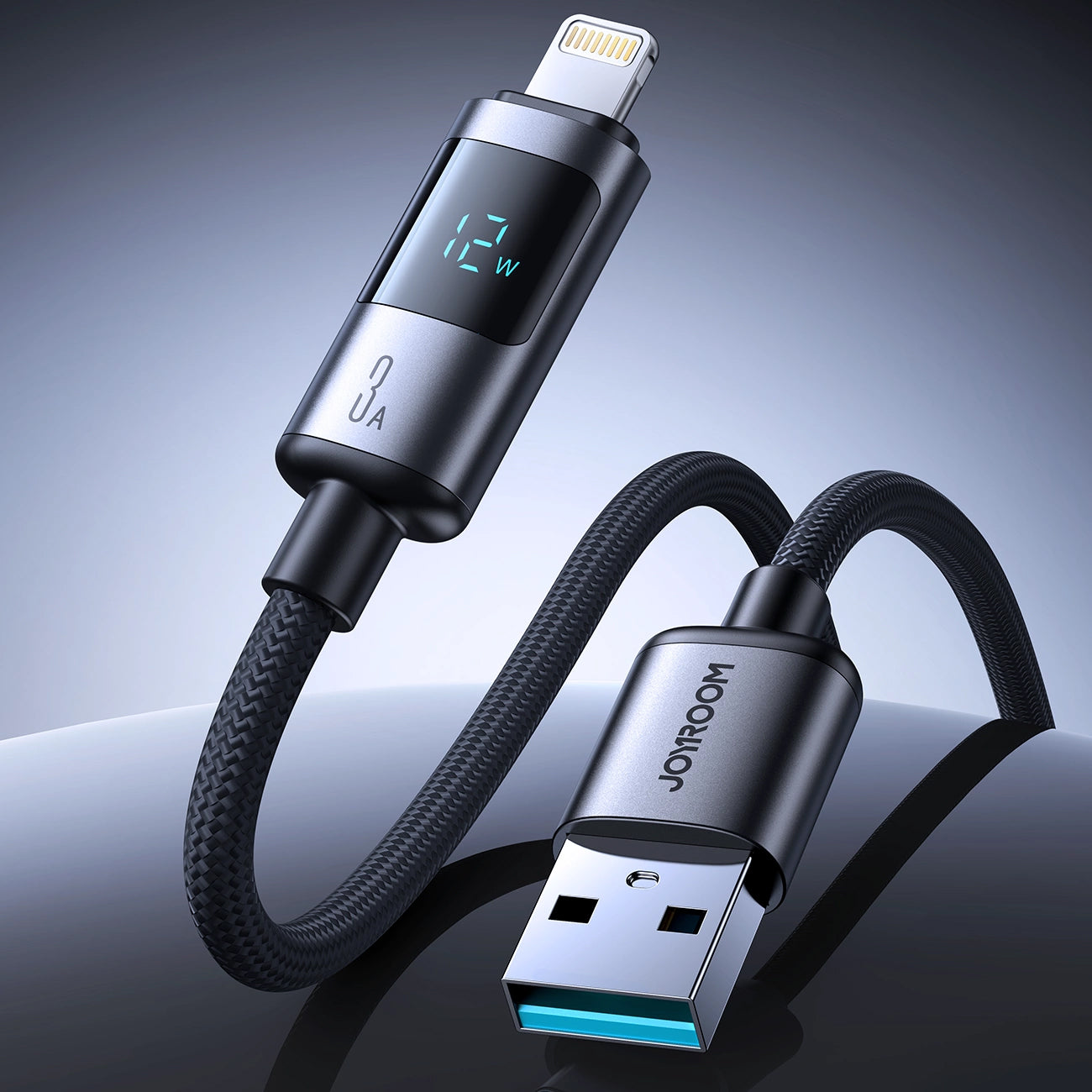 USB-A to Lightning Data and Charging Cable Joyroom S-A16 Pro Prism Display, 12W, 1.2m, Black