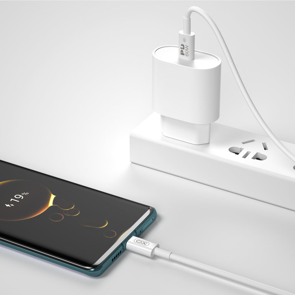 USB-C Data and Charging Cable - USB-C XO Design NB-Q190B, 60W, 2m, White